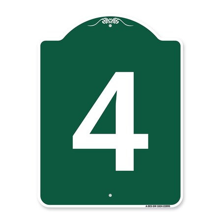 Amistad 18 x 24 in. Designer Series Sign - Sign with Number 4, Green & White AM2180321